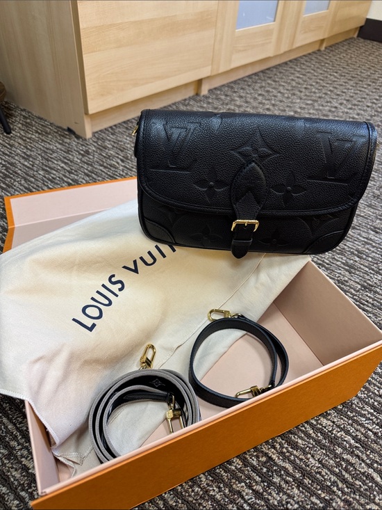 Louis Vuitton Handbags - Louis Vuitton Diane Black Monogram Empreinte Crossbody Bag with Gold Hardware